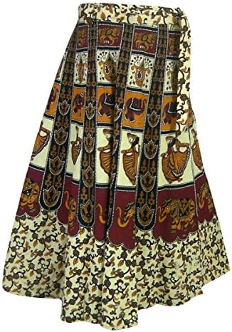 Evening Indian Clothing Traditional Print Cotton Wrap Skirt