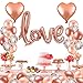 Produktbild MMTX 42 Stück Folienballon Helium Herz Hochzeit Luftballons, Rose Gold Latex Ballon für den Valentinstag, Hochzeit Brautdusche, Muttertag,Geburtstag und Baby-Dusche Dekoration,fête des mères.