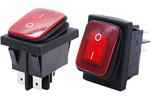 Taiss /2 unids interruptor basculante impermeable 16A 250V 20A 125V 4 pines 2 posiciones ON/OFF DPST luz LED roja iluminada KCD2-201N-2-W-R