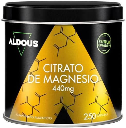 Magnesio Citrato - 250 Capsule - 440 mg di Magnesio Elementare - Altamente Biodisponibile - Per Stanchezza e Affaticamento - Ossa e Articolazioni, Muscoli - ALDOUS