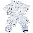 Blue monkey pyjamas & slippers pjs outfit / teddy clothes to fit 15" Build a Bear bears