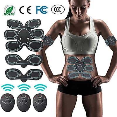 YUCHEEN Appareil Abdominal Muscle Stimulateur, Electrostimulateur Musculaire EMS Ceinture Abdominale Bras ABS électro-stimulation Muscle Trainer Massage Corps Gym Workout Home Bureau Équipement de Fitness pour Abdomen Bras Jambe Entraînement Hommes Fem…