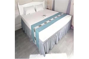 AQIGR Mantovana Gonne Elastico Polvere Increspature Intorno Letto Wrap Singolo/Matrimoniali/Una Piazza e Mezzo Gonna da letto Tre Lati Tessuto Balze - Lunghezza 38 cm ( Color : Gray , Size : 150x200+38cm )
