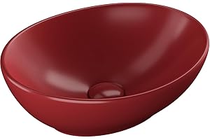 Waschbecken24 | Aufsatzwaschbecken | Ovales Waschbecken ohne Hahnloch | Premium-Qualität | Einfache Installation | Modernes Design (41x33x14cm, Weiß / A99RM)