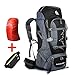 Produktbild PIGE Coco 85L Innenrahmen Wandern Rucksack Abnehmbarer Schultergurt wasserdicht Outdoor-Sport-Rucksack, Camping Skifahren, freie Regenhülle und Gürteltasche (Farbe : Schwarz)
