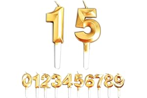 WLHGH Geburtstag Zahl Kerzen, 1/5/15/51 JJubiläumstorten Dekoration, Gold Nummer Geburtstagskuchen kerzen, Kuchen Dekoration für Geburtstag Party Hochzeit Jahrestag Abschlussfeier Feier Lieferungen