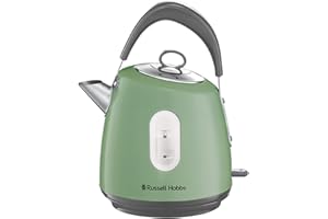 Russell Hobbs Electric Kettle (For Hot Water, Tea or Coffee, 1.5L, Fast Boil, Stainless steel with grey accents, Pull off lid, Perfect pour spout, Internal illumination, 3000W, Sage) Stylevia 28134