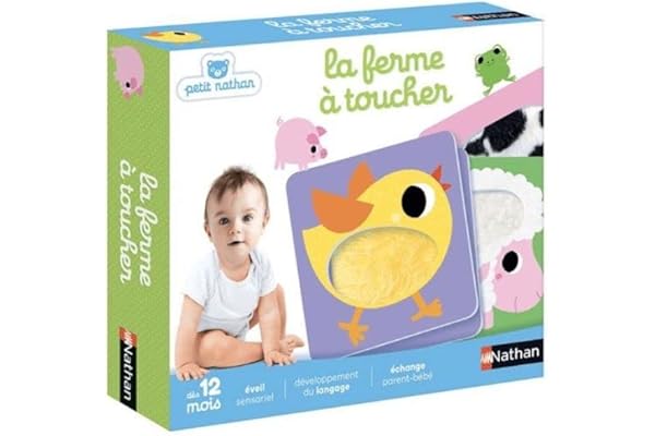 Nathan - La Ferme À Toucher - Jeu D'Éveil Sensoriel - Jeu Educatif - Animaux De La Ferme - Pour Des Moments En Famille - Toucher, Caresser, Manipuler - Pour Bébé Dès 12 Mois