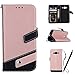 Produktbild Handytasche für Samsung Galaxy J3 2016 / J3 2015, Zcro Leder Handyhülle Brieftasche Wallet Standfunktion Flip Case Etui Schutzhülle mit Kartenfach Strap und Schwarz Stift für Samsung Galaxy J3 2016 / J3 2015 / J310 - Rose Gold