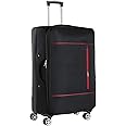 RMW Large Soft Shell Suitcase Lightweight Luggage Checked in Trolley 28’’ Expandable Suitcases 3 Digit Combination Lock with 4 Dual Spinner Wheels Telescopic Handle (Black)