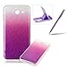 Produktbild Schutzhülle für Galaxy J3 2017 Hülle Weiches Silikon Glitzer Tasche Case, Samsung Galaxy J3 2017 Hochwertig Leicht Gummi Schutz Hoch Handyhüllen Schale Etui, Herzzer Modisch Luxus Silikon Bunt Hülle [Farbverlauf Gradient Farbe] Regenbogen Bling Ultradünn Slim Schutztasche Hülle Bumper Case Back Cover für Samsung Galaxy J3 2017 + 1 x Frei Handy Halterung Ständer + 1 x Frei Touch Pen Stift Stylus - Lila