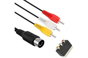 WICAREYO 1,8 m / 5,9 fuß Audio Video AV Composite TV Kabel Mit 3RCA auf Scart Adapter Kompatibel für Genesis 1/Mega Drive 1