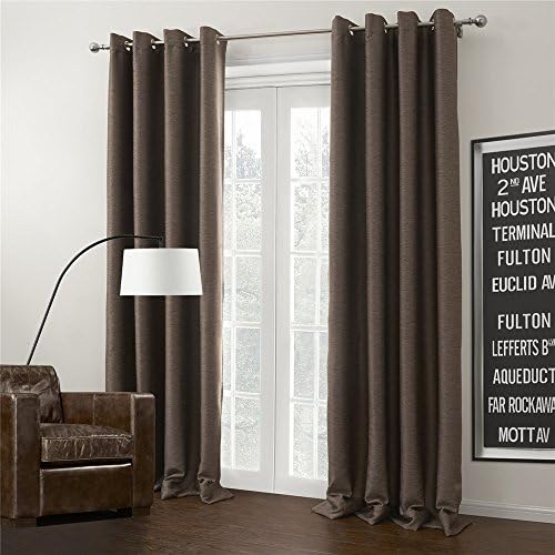 IYUEGOU Solid Brown Grommet Top Blackout Curtains Draperies With Multi Size Customs 50" W x 96" L (One Panel)