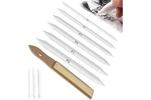 XENQITO 10 Stück Mischen Papierwischer Set Blendende Stümpfe mit Schleifpapier Bleistiftspitzer mit 1 Stück Schleifpapier Bleistiftspitzer Zeichenzubehör Set für Künstler und Hobbyisten