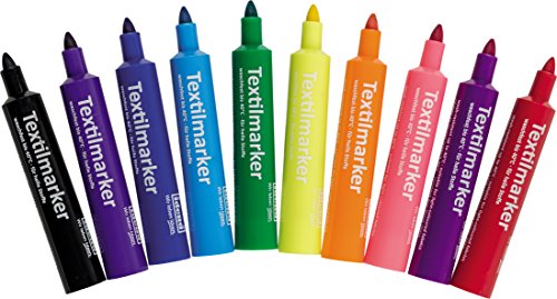 Idena 60035 Textilmarker für helle Stoffe, 10 Farben (5 Packungen) - 2