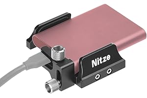 Nitze SSD Soporte de Montaje Universal, SSD Holder Mount Bracket para SSD Samsung T5/T7/T7 Shield/T9 y SSD SanDisk, con Abrazadera para Cable USB-C, Compatible con SSDs de 45 a 60 mm de Ancho - N42C