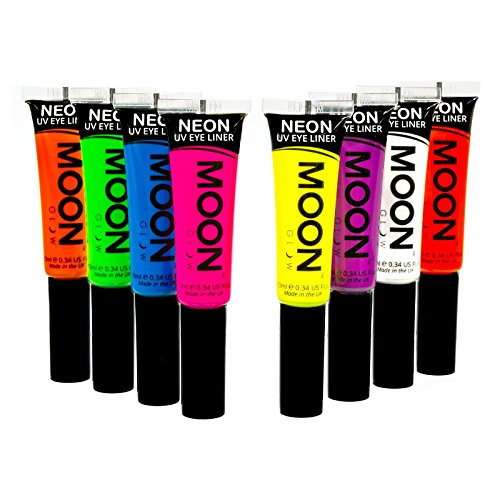 Moon Glow - Neon UV Eye Liner 10ml Set of 8 colours – Glows brightly under UV Lighting!