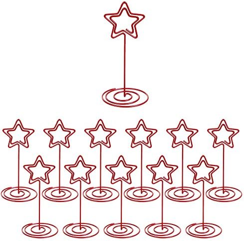 12 Pieces Red Card Holders KH005 with Star-Shaped Holder and Stand