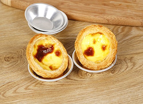 Keysui 24 eloxierten Aluminium-Ei Tart Cupcake Kuchen Cookie Form Puddingform Backen Werkzeug - 5