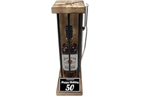 ‎GENIAL-ANDERS Jim Beam Geschenk 50 Geburtstag Eiserne Reserve Black Edition - Text s/w Happy Birthday 50 Geburtstag - Spirituosen Geschenkverpackung Bourbon Whisky (1 x 0.70 l)