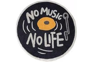 Wokii CD-Disc-Bodenmatte, Musikaufzeichnung, schwarzer runder Teppich, kreativer CD-förmiger Teppich, runder Teppich, rutschfeste Bodenmatte, Teppich für Schlafzimmer, Wohnzimmer, Heimdekoration