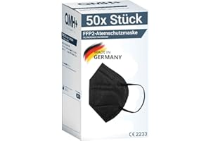 COCO BLANCO 50x FFP2 Maske CE Zertifiziert aus Deutschland I 100% MADE IN GERMANY I Atemschutzmaske Partikelfiltermaske (50 Stück, schwarz)