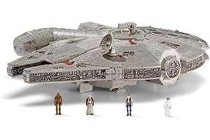 JAZWARES Star Wars MICRO GALAXY SQUADRON ASSAULT CLASS MILLENNIUM FALCON - 18 cm pojazd z mikrofigurkami Han Solo, Chewbacca, księżniczka Leia i Obi-Wan Kenobi
