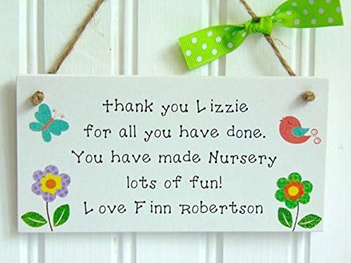 LilylottiesLilylotties Personalised Handmade Plaque - Thank You Nursery, Teacher, Preschool, Childminder (Green)
