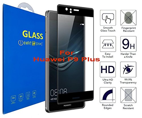 Huawei P9 Plus - Curvo 3D Cristal Templado Protector de Pantalla, 3D completo borde curvado [ borde a borde ] para Huawei P9 Plus ( Negro )