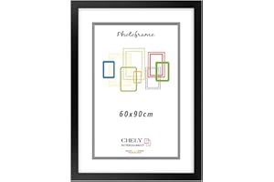 CHELY INTERMARKET | 31C1B | Marco de fotos 60x90 cm (Negro) MOD-272| Estilo galería | Marco de madera para Decoración de Casa | Fotografías de Boda | moldura con relieve.(272-60x90-2,35)