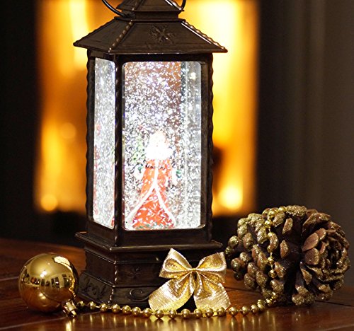 Weihnachts Schneekugel Mit Licht - Drehende Laterne Mit Glitzer · 21cm · Batteriebetrieben · Für Indoor