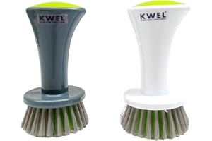 KWEL Wash Basin Cleaning Plastic Brush with Medium Scrubber, Handy Brush for Multipurpose Dirt Cleaning - Pack of 2 (Multicolor)