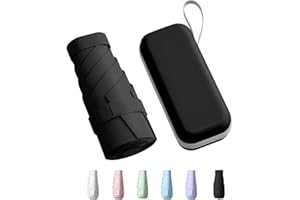 Mini Umbrella for Travel, Small Umbrella for Purse with Case for Sun and Rain, Sun Umbrella with UPF 50+ UV Protection, Lightweight & Compact Umbrella for Women Men Kids