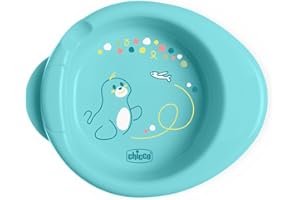Chicco Piatto Pappa Calda per Bebè e Bambini, Piatto Termico per Pappa con Serbatoio Acqua Calda, Piattino Pappa Svezzamento con Base Antiscivolo e Design Ergonomico, 0% BPA, 6+ Mesi, Celeste