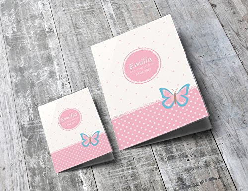 U-Heft Hülle SET rosa Herzchen Schmetterling Elefant Cupcakes Untersuchungsheft Hülle & Impfpasshülle personalisierbar mit Namen und Geburtsdatum - 7