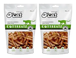 O'Cat Chicken and Seaweed Mini Strips Premium Natural cat Dental Training Treats 50 GMS ( Pack of 2 )