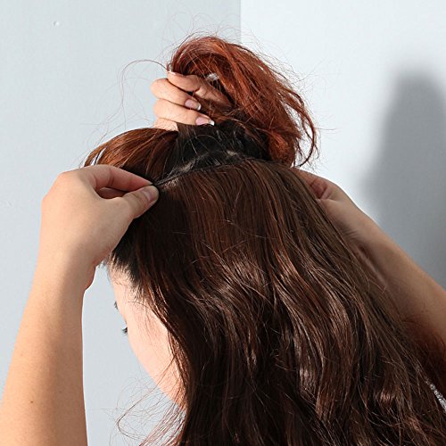 S-noilite® Clip in Extensions Halbperücke Haarverlängerung Haarverdichtung Haarteil 3/4 Perücke Glatt One Piece (58cm,Graublond) - 4