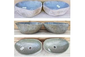 EXOTICA-IMPORT double vasque lavabo à poser en pierre naturelle 30/35 cm, Duo. Choix sur photos envoyées après votre commande. VENDEUR FRANCAIS. Pour salle de bain.