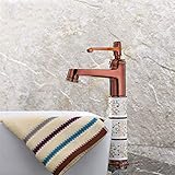 Oudan Küchenarmatur Spültischmischbatterien Roségold-Küchenspüle Beckenmischbatterie Massivem Messing Beckenmischbatterie antiker hoher Körper (Farbe : -, Größe : -)