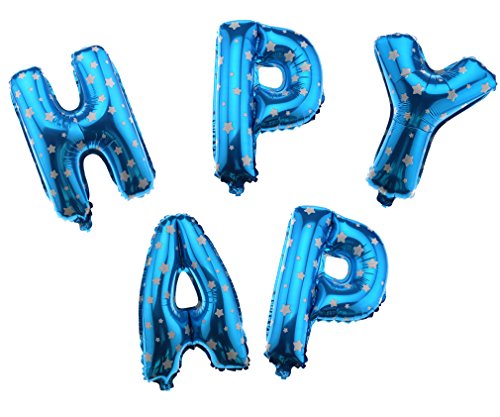 13tlg HAPPYBIRTHDAY Folienballon Luftballon Geburtstag Party Buchstabe Deko Blau - 2