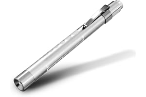 RE-GEN Linterna de bolsillo reutilizable para médicos y enfermeras, de aluminio, con luz LED, para diagnósticos, inspección (1, plateado)