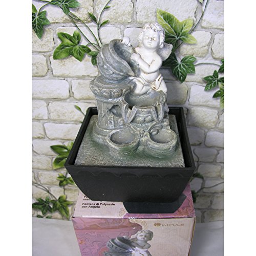 Zimmerbrunnnen Engel mit LED Beleuchtung 18cm Luftbefeuchter Deko 3 Designs Auswahl Design 1 - 3