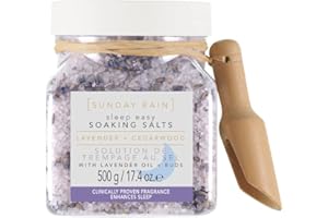 Sunday Rain Sleep Easy Luxury Relaxing Soothing Bath Soaking Salts, Vegan and Cruelty-Free, Lavender and Cedarwood, 500g