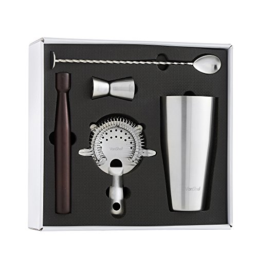 VonShef Premium Boston Cocktail Set mit Rezeptbuch, Edelstahl 550ml Shaker & Glas, gedrehter Barlöffel, Hawthorne-Sieb, 25ml/ 50ml Messbecher & Holz-Stößel – Zwei Jahre KOSTENLOSE Gewährleistung - 8