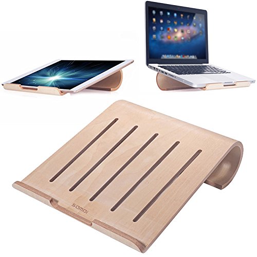 First2savvv MT-BJPB-13D01 Universelle Notebookständer Elegante Laptop Halter Holz Laptop Kühlung Cooling Stand Haltewinkel Sockel für MacBook Air / Pro Retina PC Notebook mit schwarz USB-Lampe - 2