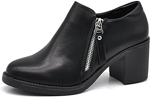 IF Fashion Scarpe da Donna Tacco Medio Grosso Zip Cerniera Pelle Sintetica 9421