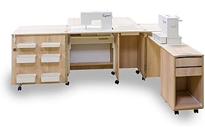 COMFORT COLLECTION Comfort 4 | Nähmaschinenschrank | Nähmöbel | Nähtisch | (Lakeland Acaia Light, M (Air-Lifter to 10kg))