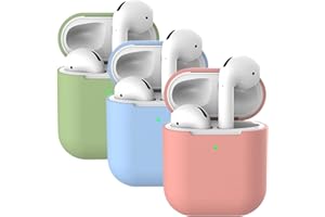 Mocarheri 3X Custodia in Silicone Compatibile con AirPods 2, Case per Airpods Custodia Cover Custodia protettiva in silicone antiurto per AirPods 2 (Corallo+ Matcha verde+ Blu)