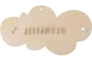 nagu® Nomi in Legno Personalizzati | Targa Decorativa Grande per Cameretta Neonato, Bambino o Bambina | Lettere Adesive per Personalizzare il Nome, Decorazione Murale