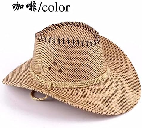 Cowboy Hat Men Straw Panama Ranch Stitched Beige